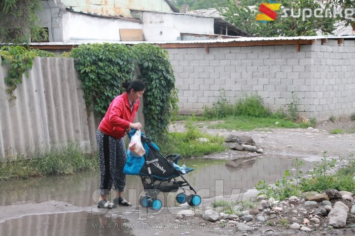 Лев Толстой көчөсүндөгү барак тибиндеги үйлөргө кетчү жол
