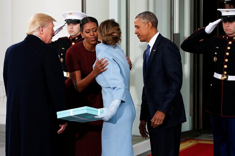 АКШнын мурунку президенти Барак Обама жана Дональд Трамп жубайлары менен