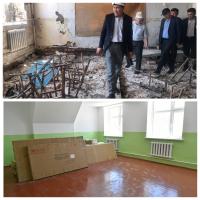 1-сентябрда окуучуларды кабыл алууга даяр. Баткендеги Максат айылында талкаланган мектеп калыбына келтирилди